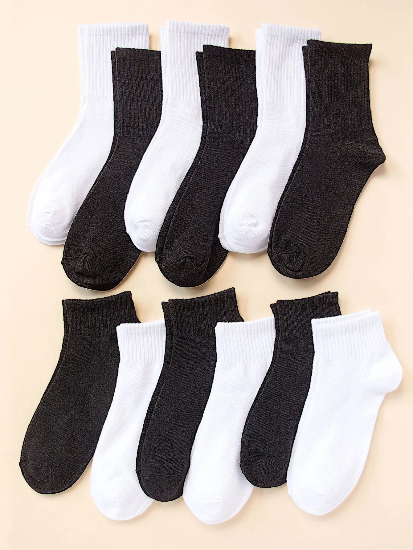 12pairs Men Solid Crew Socks