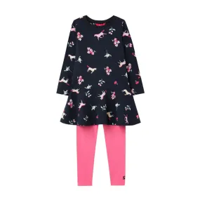 2 Piece Girls Floral Dress & Leggings Set