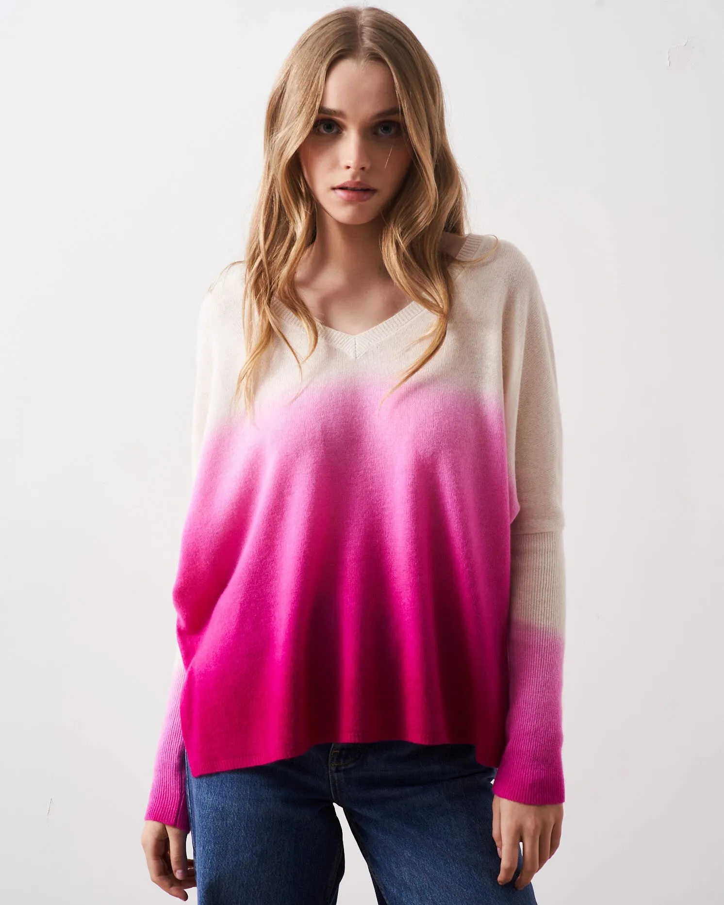 ABSOLUT CASHMERE MILLIE SWEATER DIP DYE ROSE FL