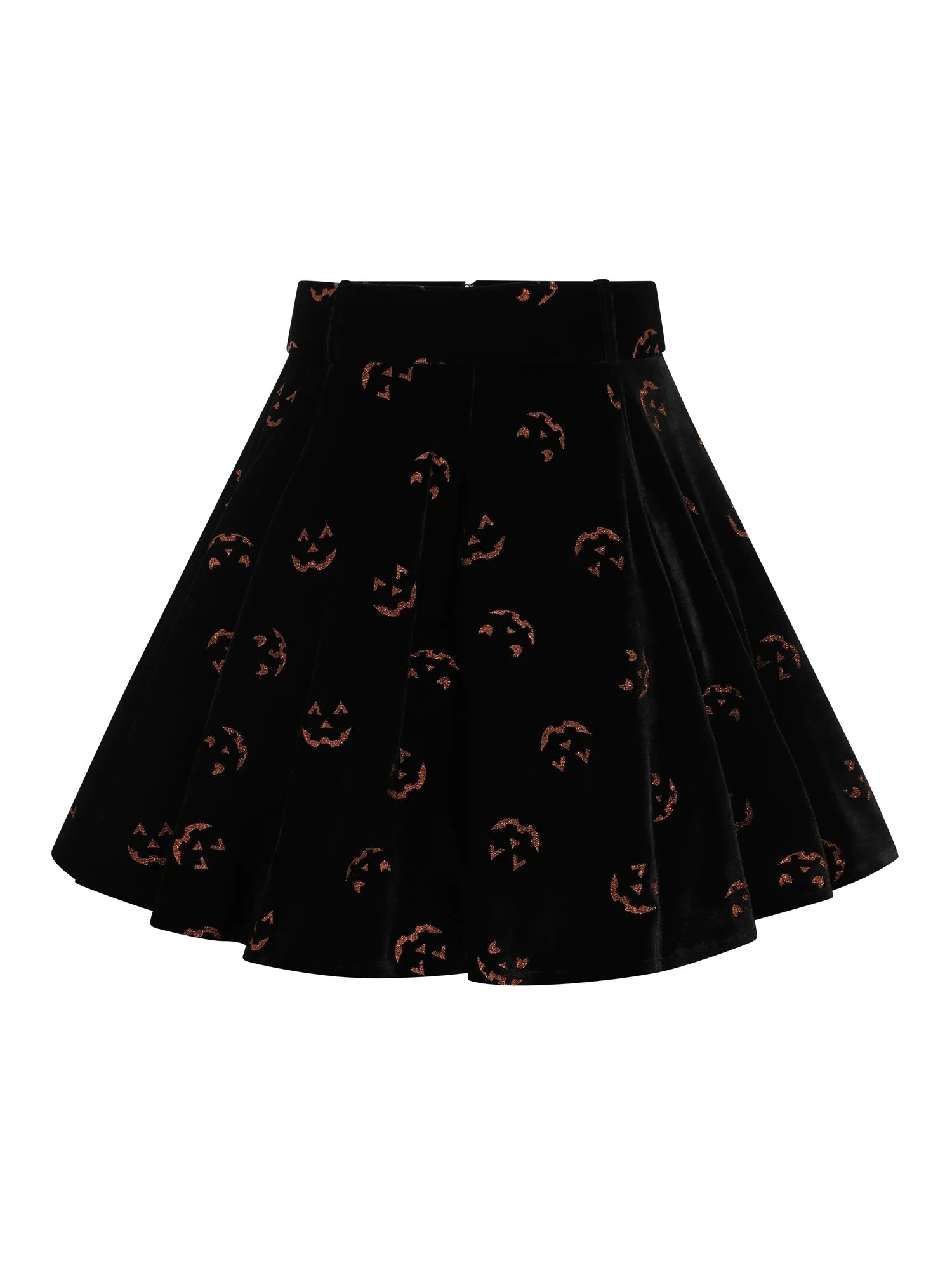 Adore Pumpkin Glitter Velvet Skater Skirt