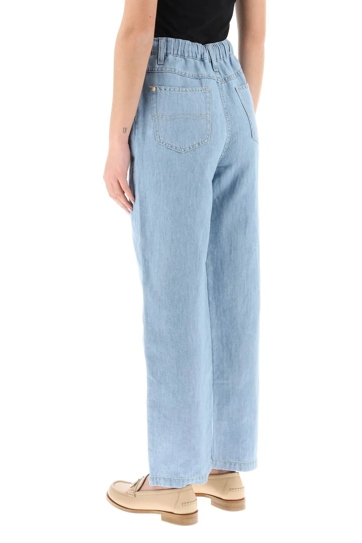 Agnona drawstring jeans in light denim