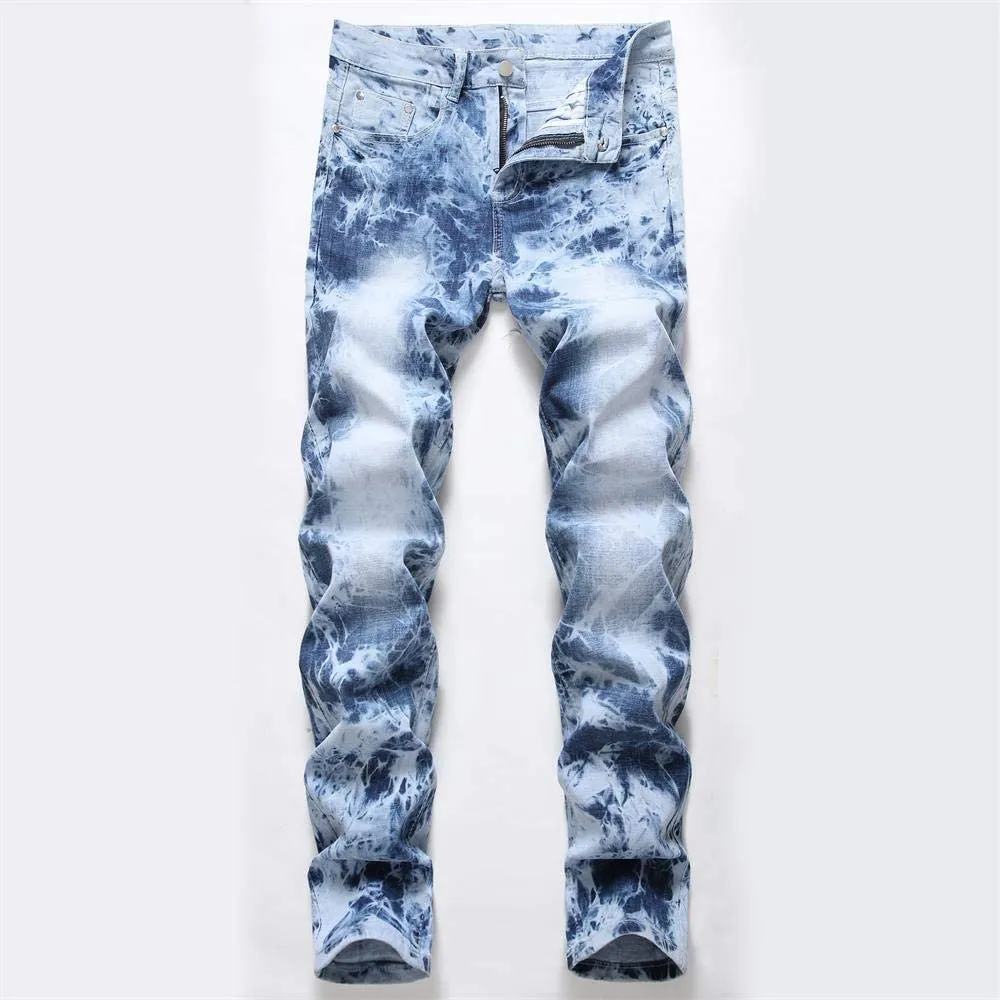 Aiyino Men's Slim Fit Straight Leg Denim Hip Hop Biker Stretchy Jeans