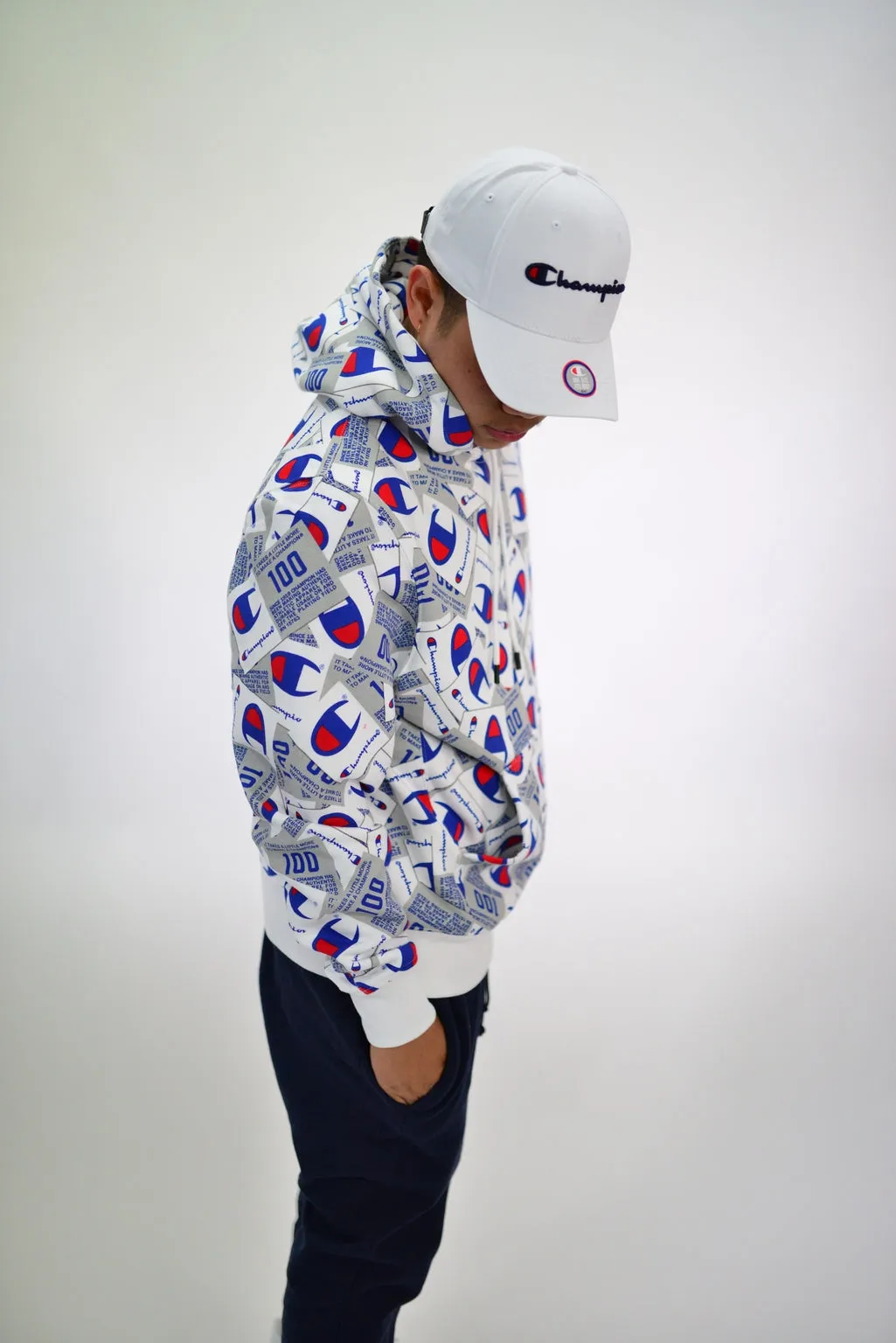 ALLOVER PRINT SUPER FLEECE 3.0 PULLOVER HOODIE - WHITE