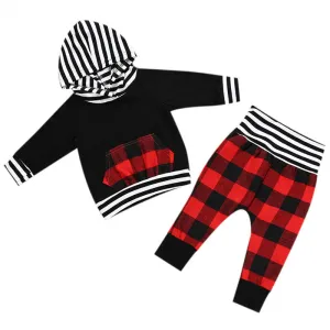 Baby Boy Buffalo Plaid Leggings and Hoodie Set Little Lumberjack