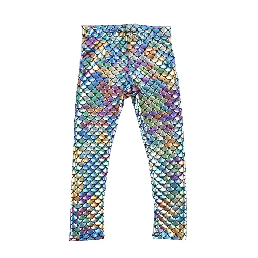 Baby Girl Mermaid Scale 2-12Y Leggings