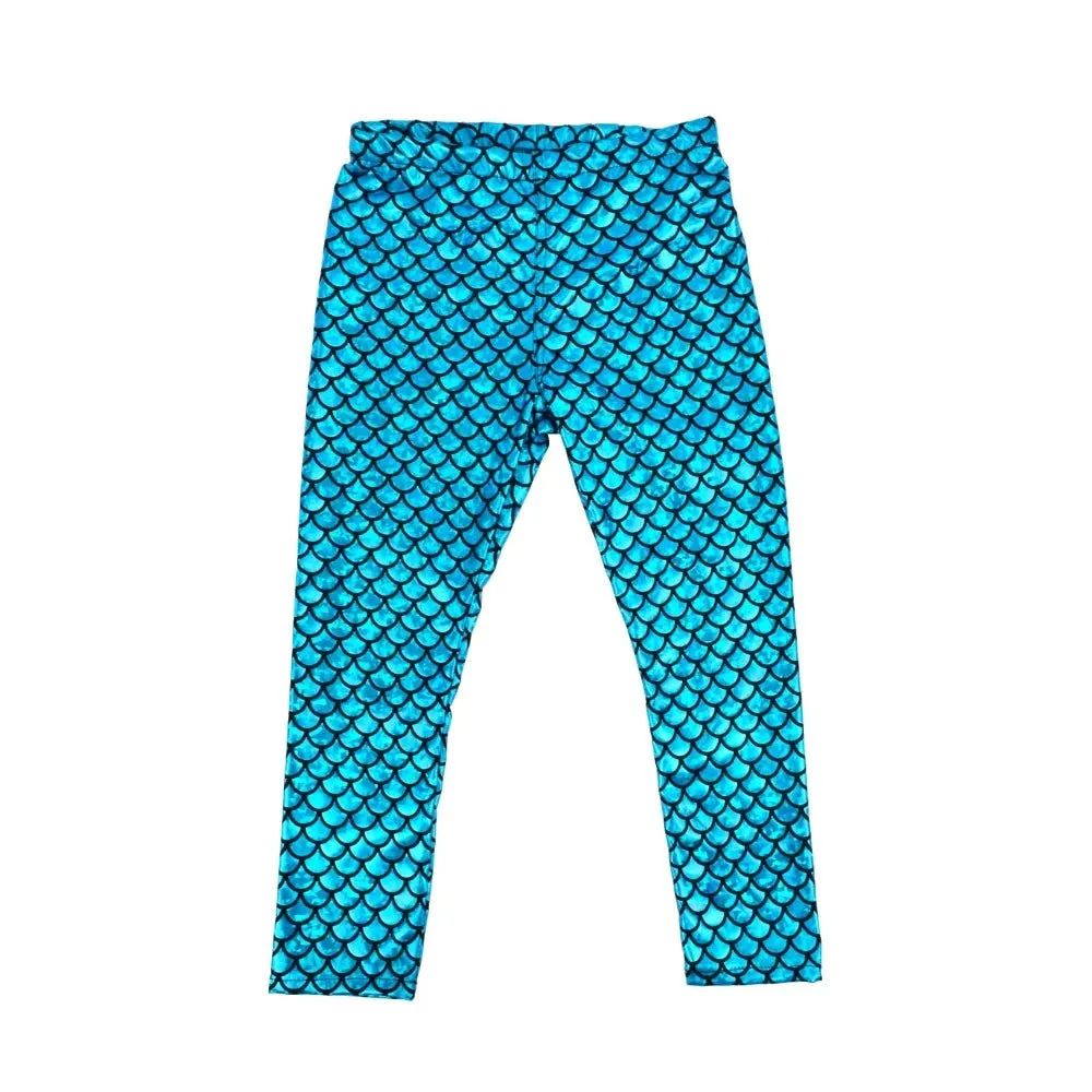 Baby Girl Mermaid Scale 2-12Y Leggings