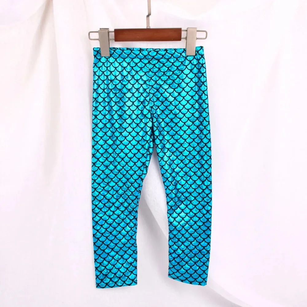 Baby Girl Mermaid Scale 2-12Y Leggings