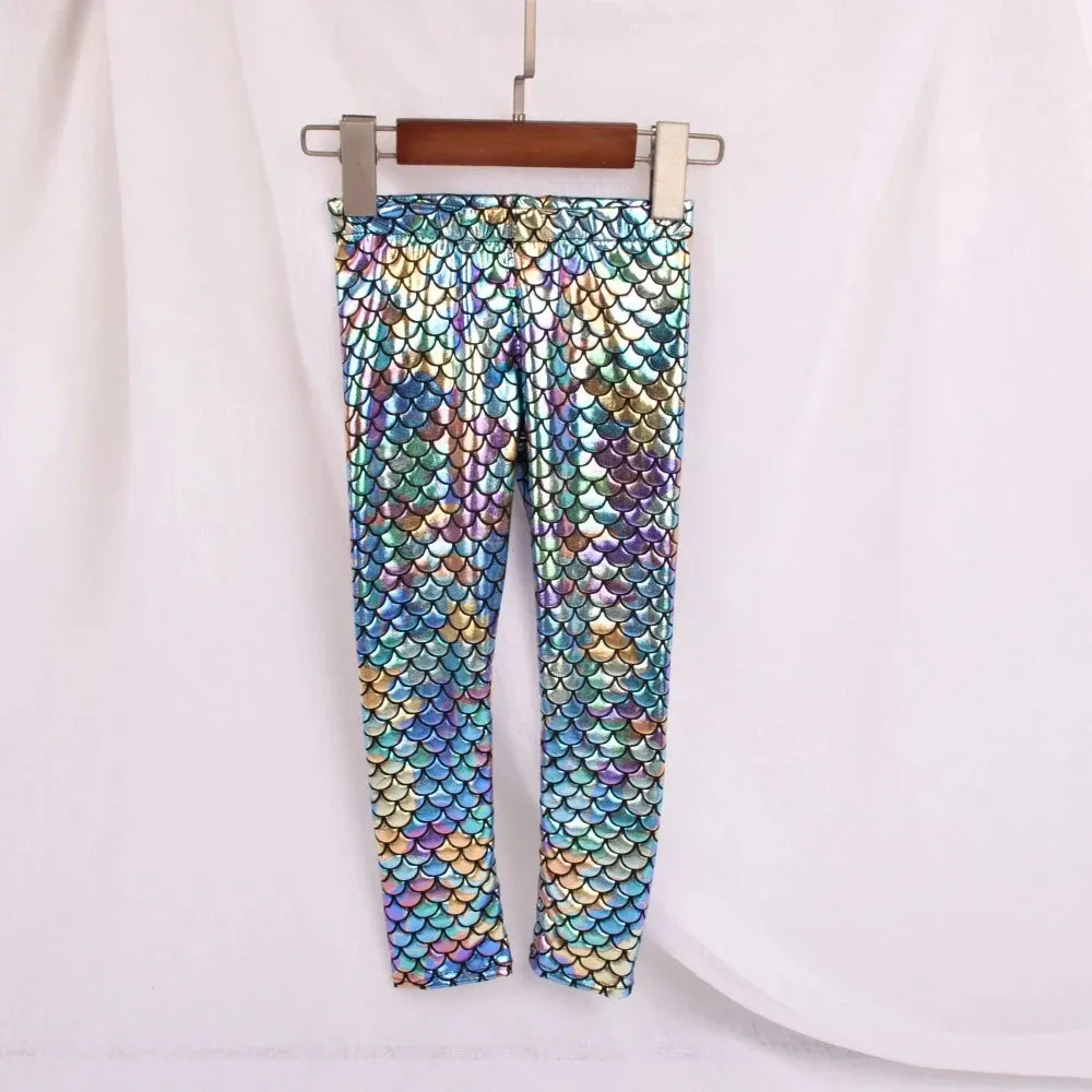 Baby Girl Mermaid Scale 2-12Y Leggings