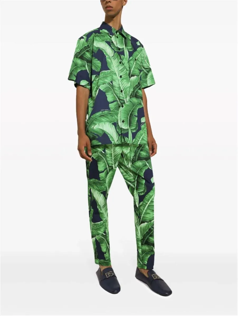 BANANA LEAF-PRINT TROUSERS