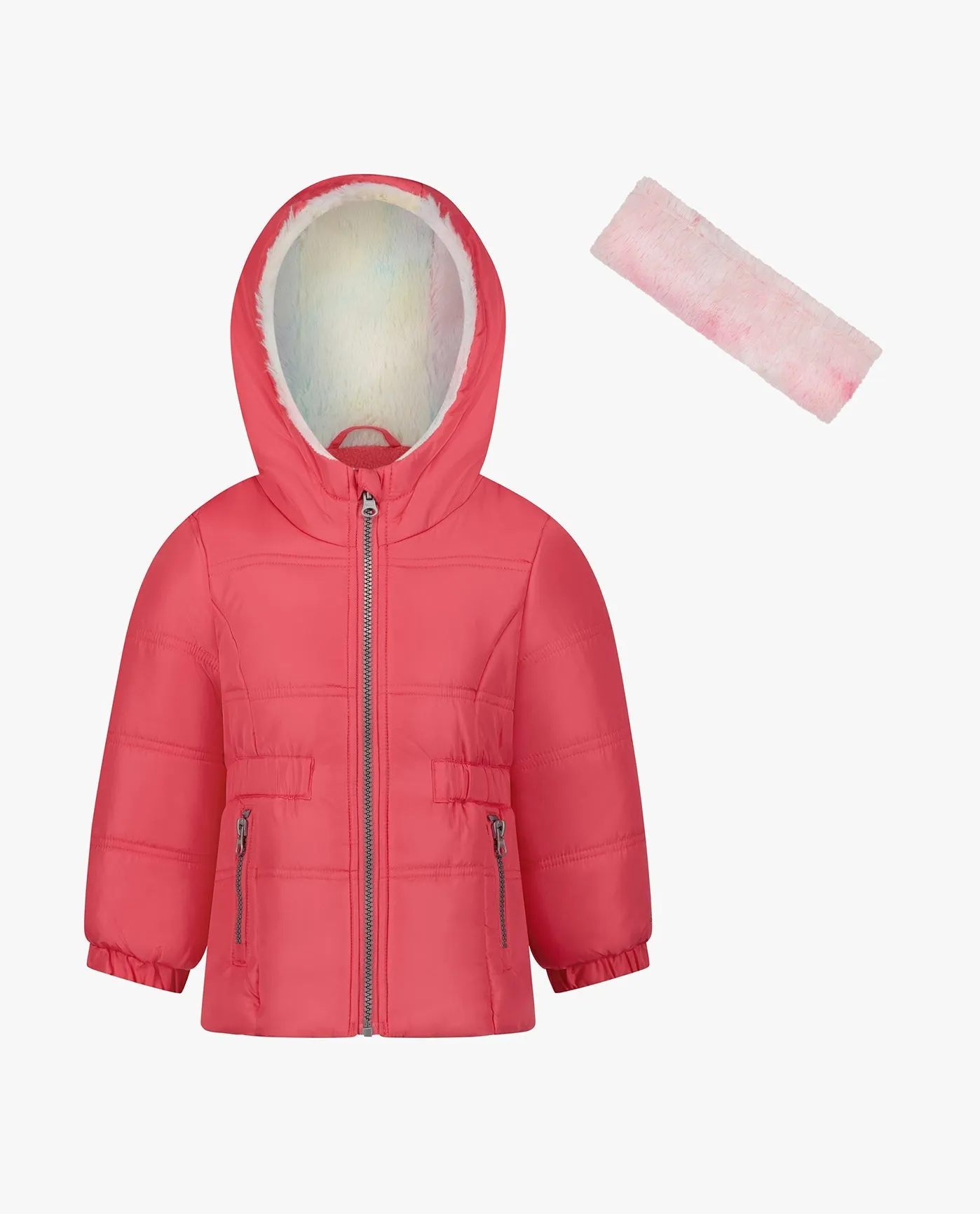 BIG GIRLS ZIP-FRONT HOODED MID CINCH PUFFER