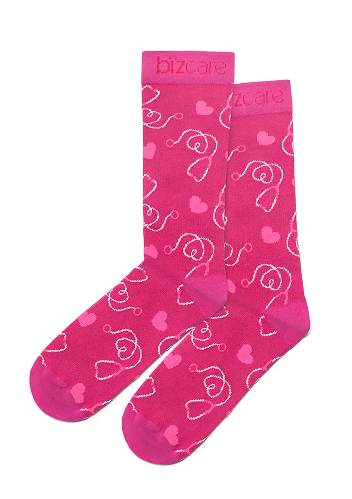 Biz Care Unisex Pink Happy Feet Comfort Socks (CCS250U)