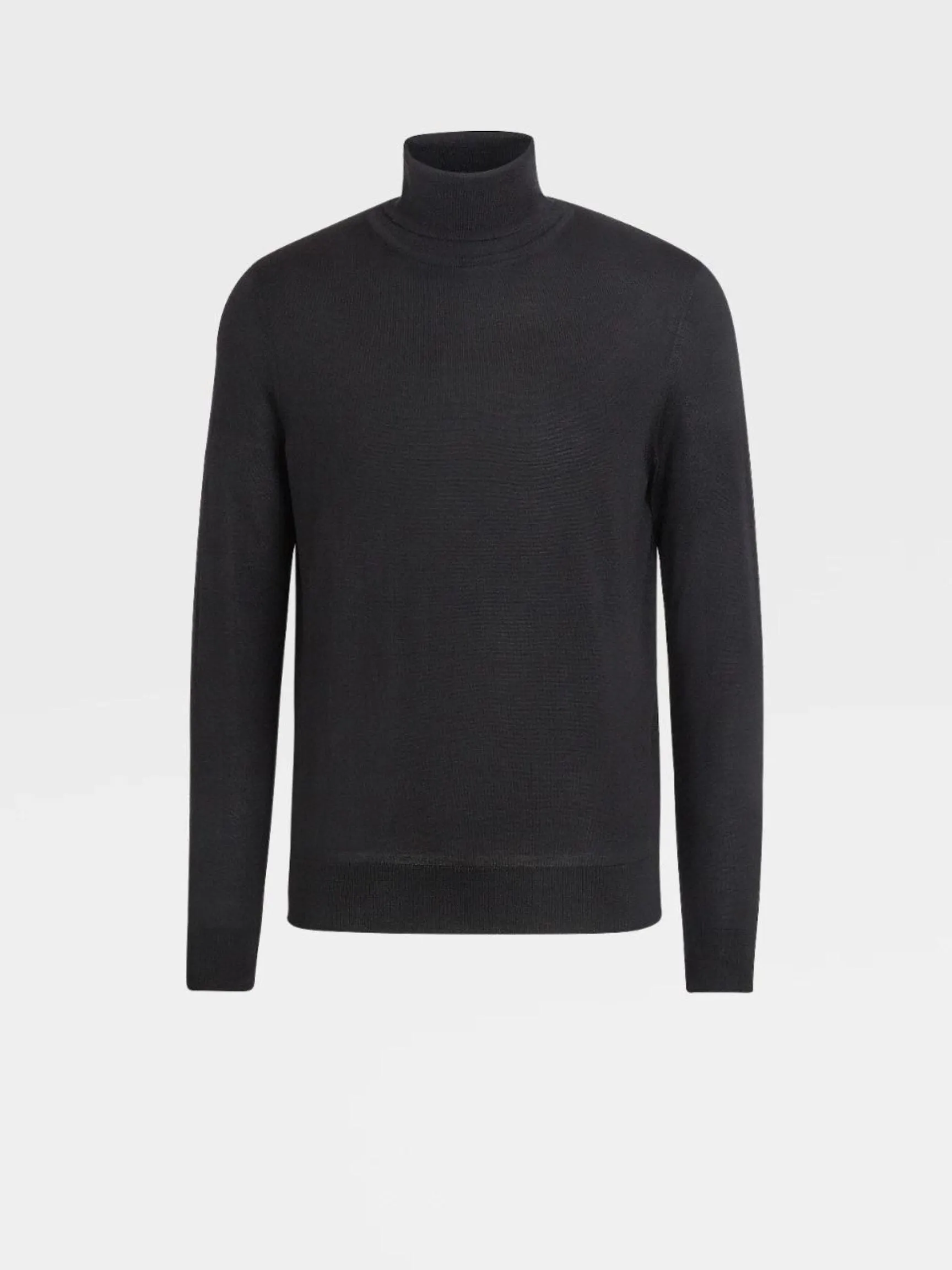 Black Cashseta Cashmere and Silk Knit Turtleneck