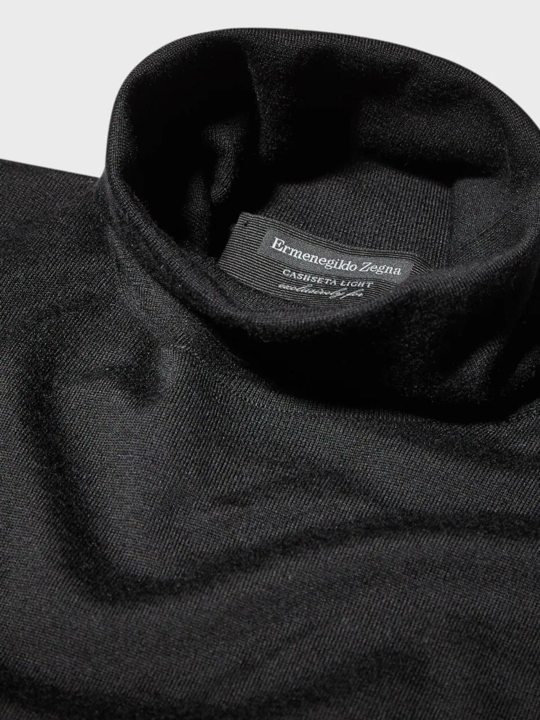 Black Cashseta Cashmere and Silk Knit Turtleneck