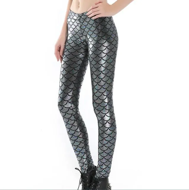 Black Milk Digital Print Women Mermaid Fish Scale Leggings