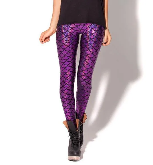 Black Milk Digital Print Women Mermaid Fish Scale Leggings