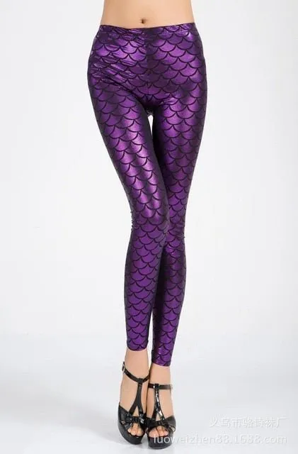 Black Milk Digital Print Women Mermaid Fish Scale Leggings