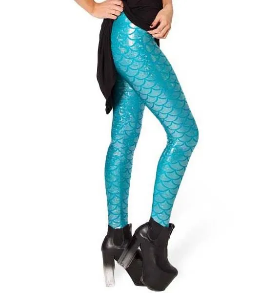 Black Milk Digital Print Women Mermaid Fish Scale Leggings