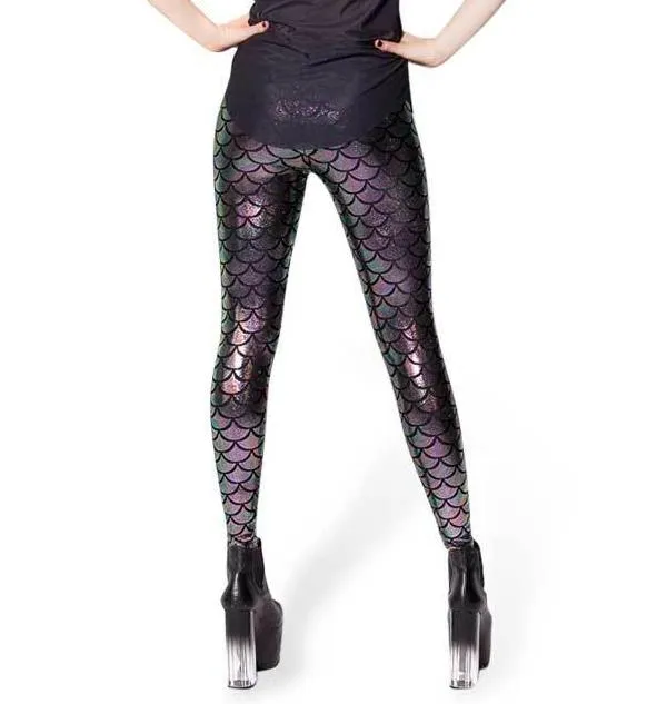 Black Milk Digital Print Women Mermaid Fish Scale Leggings