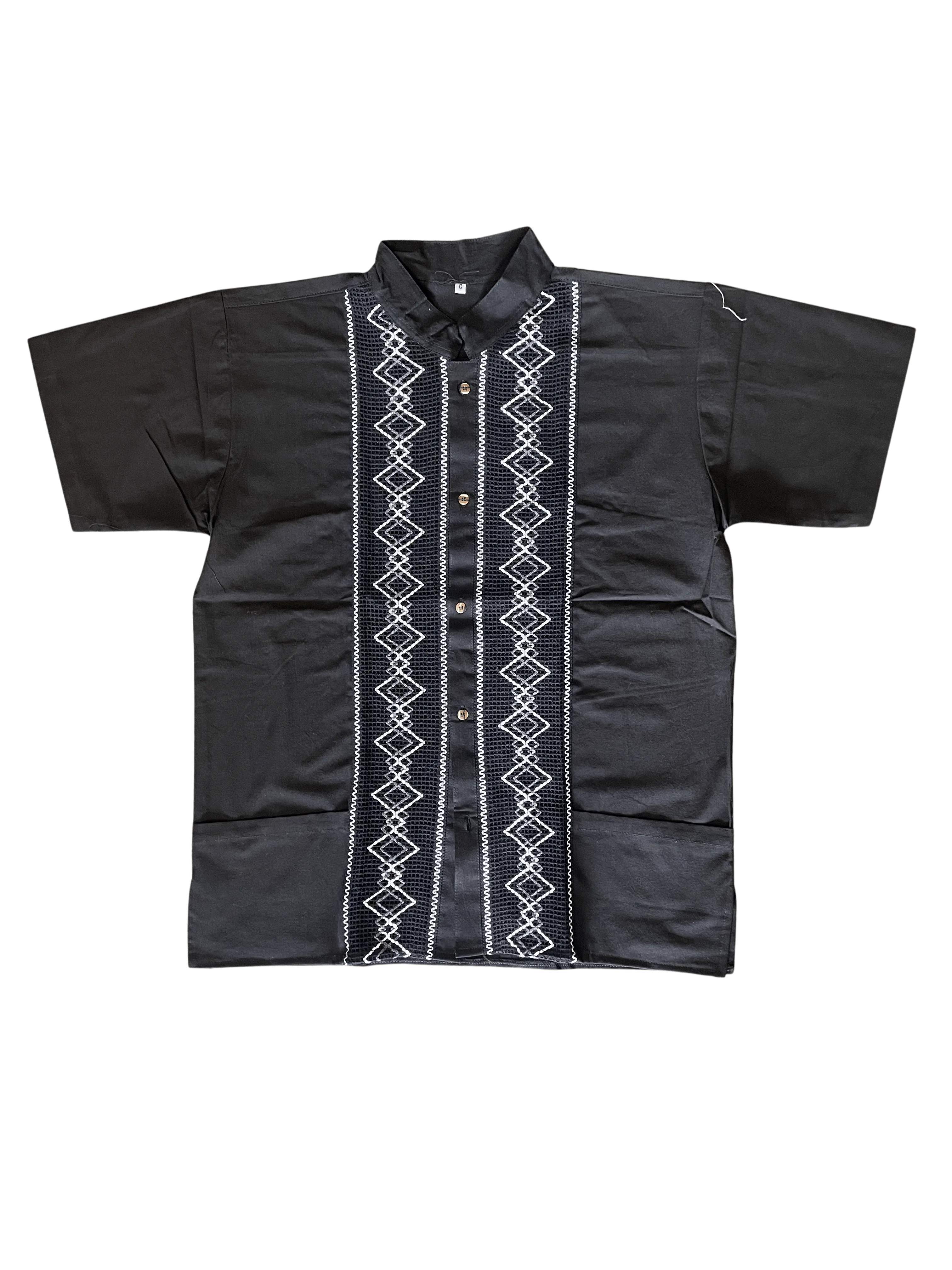 Black with White Guayabera Shirt