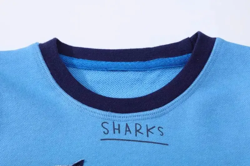 Boys Long Shark Embroidery Sweatshirts