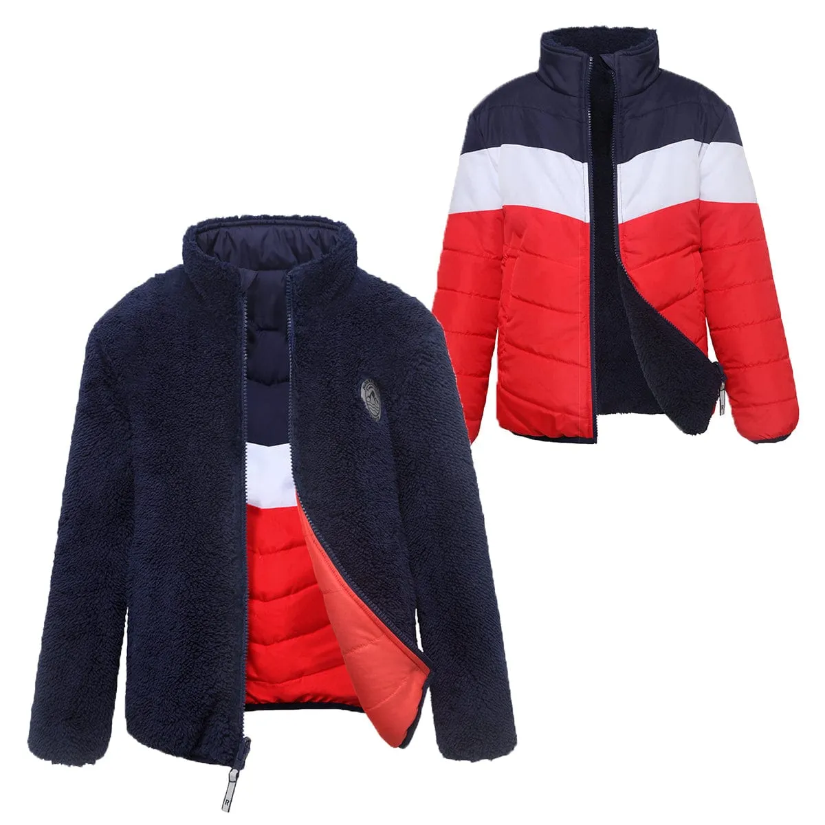 Boys' Reversible Sherpa Fleece Puffer Jacket