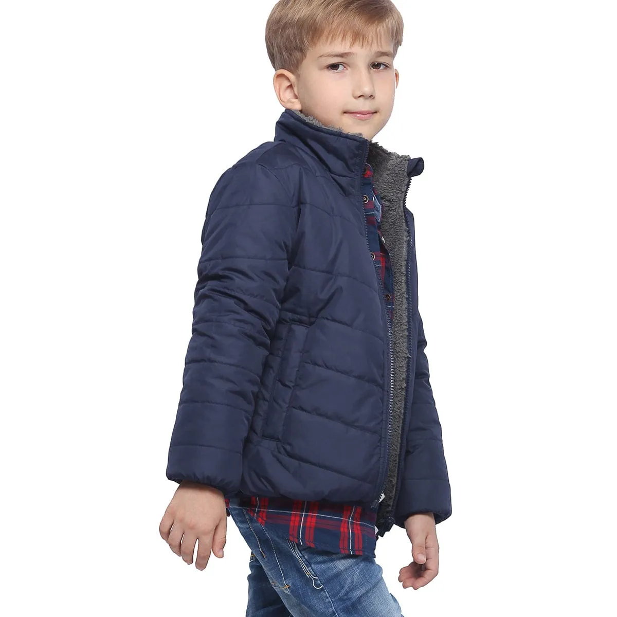 Boys' Reversible Sherpa Fleece Puffer Jacket