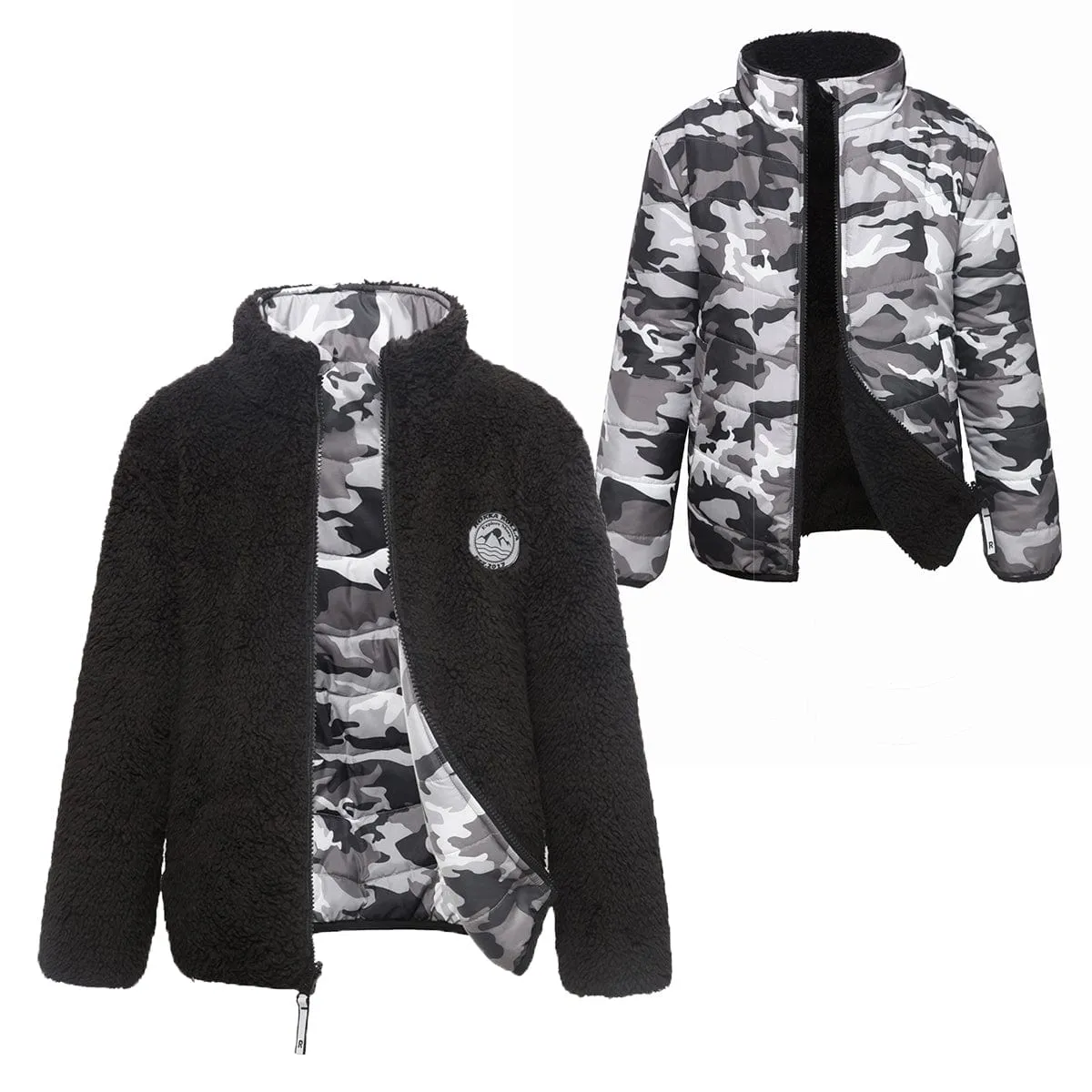 Boys' Reversible Sherpa Fleece Puffer Jacket