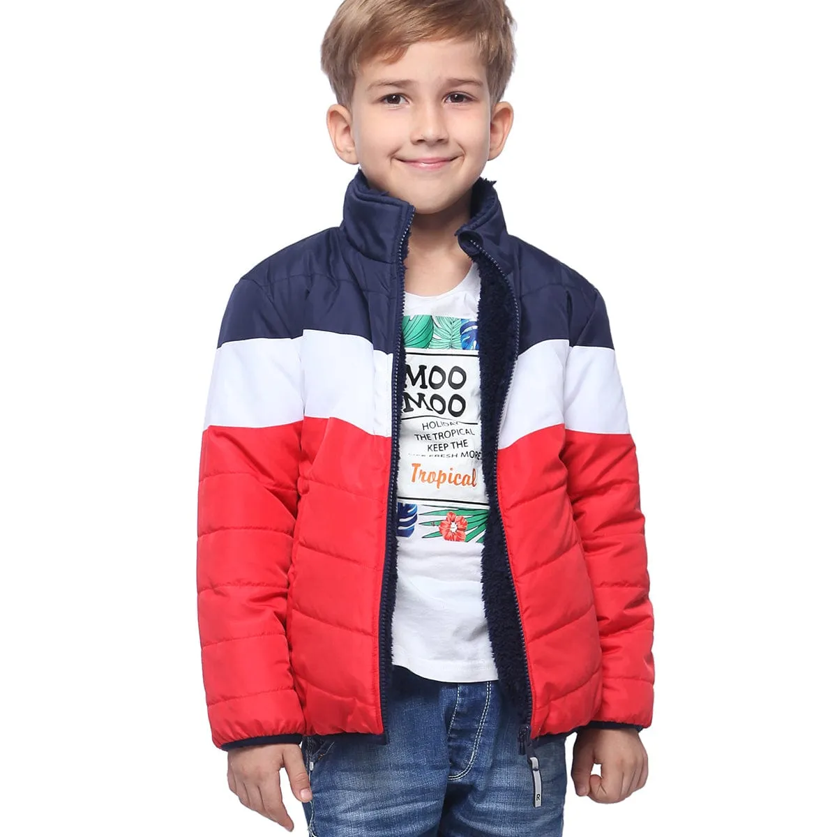 Boys' Reversible Sherpa Fleece Puffer Jacket