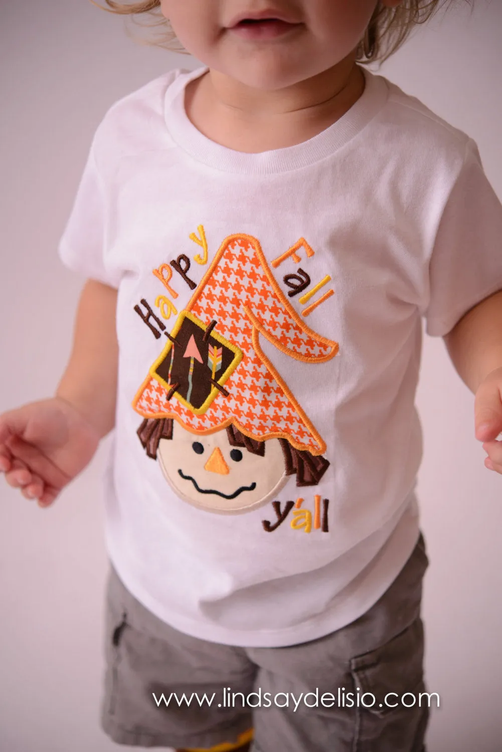 Boys Scarecrow Fall T shirt or bodysuit - Fall scarecrow t shirt Halloween/Thanksgiving Shirt for babies, toddler, and children-- Happy Fall