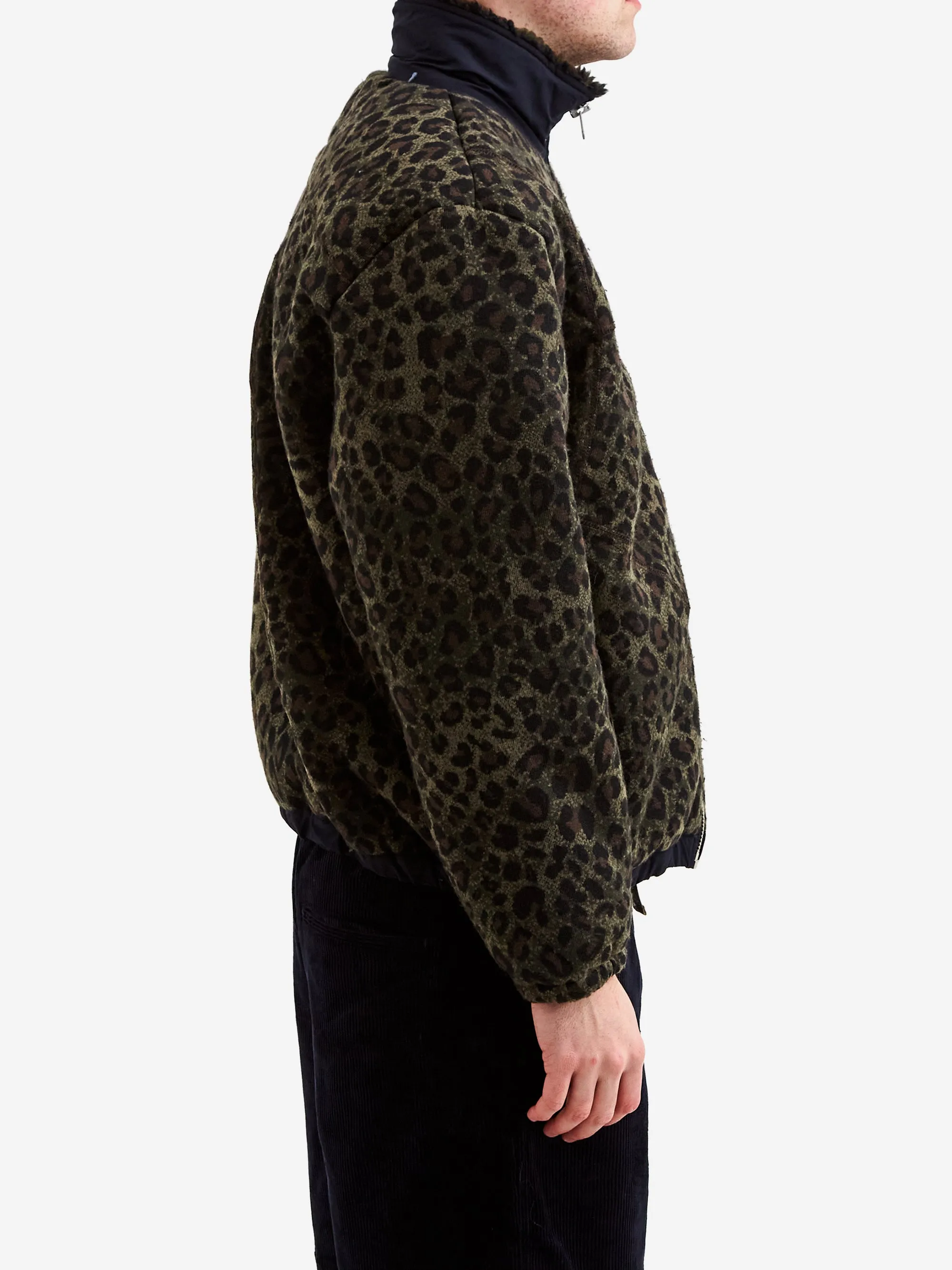 Brain Dead Leopard Reverse Sherpa Jacket - Olive