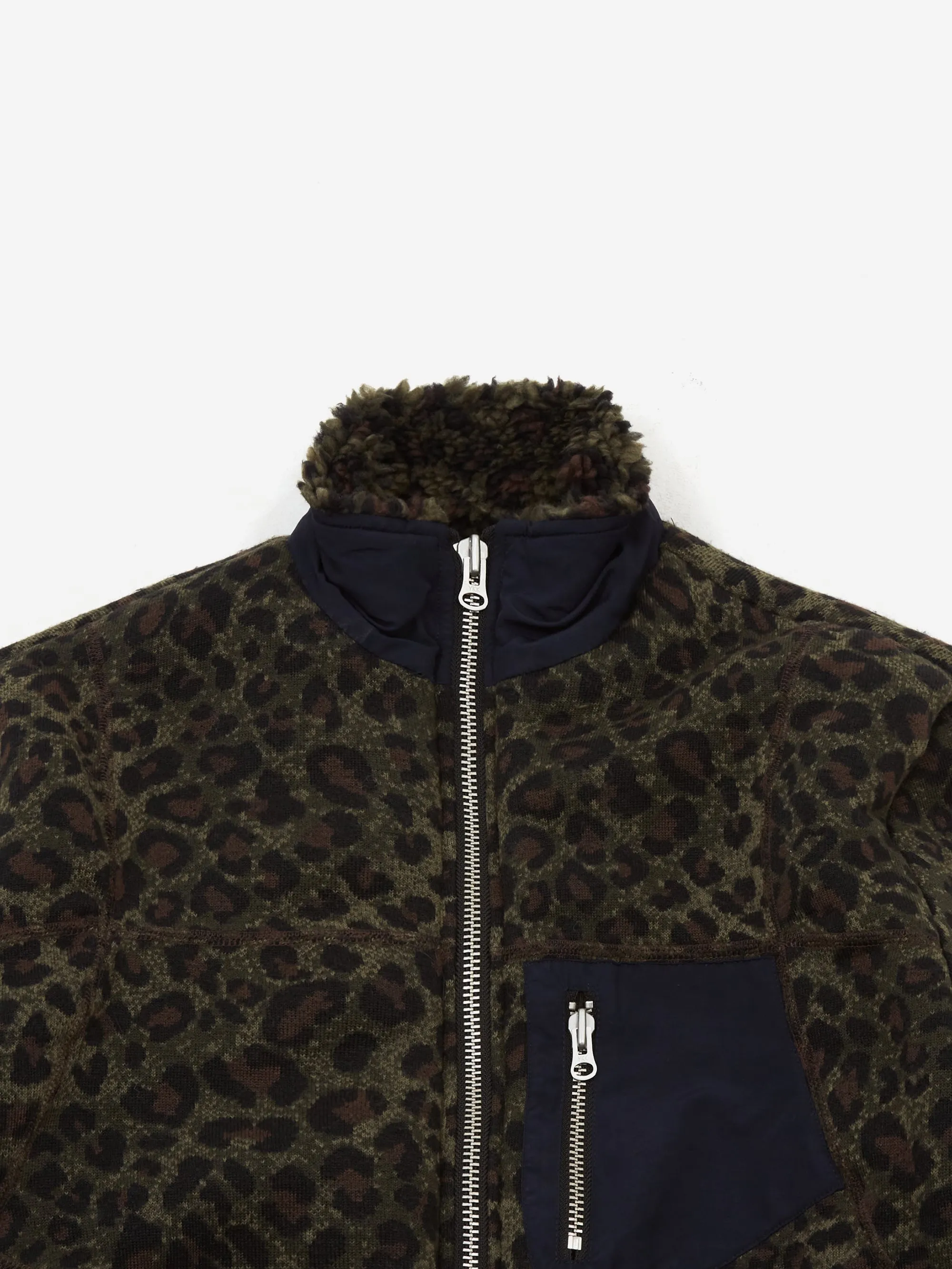 Brain Dead Leopard Reverse Sherpa Jacket - Olive