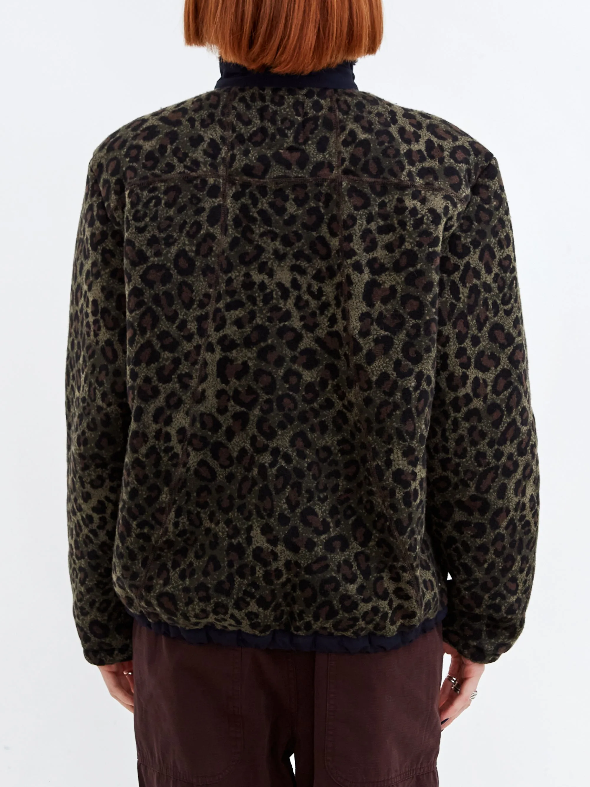 Brain Dead Leopard Reverse Sherpa Jacket W - Olive