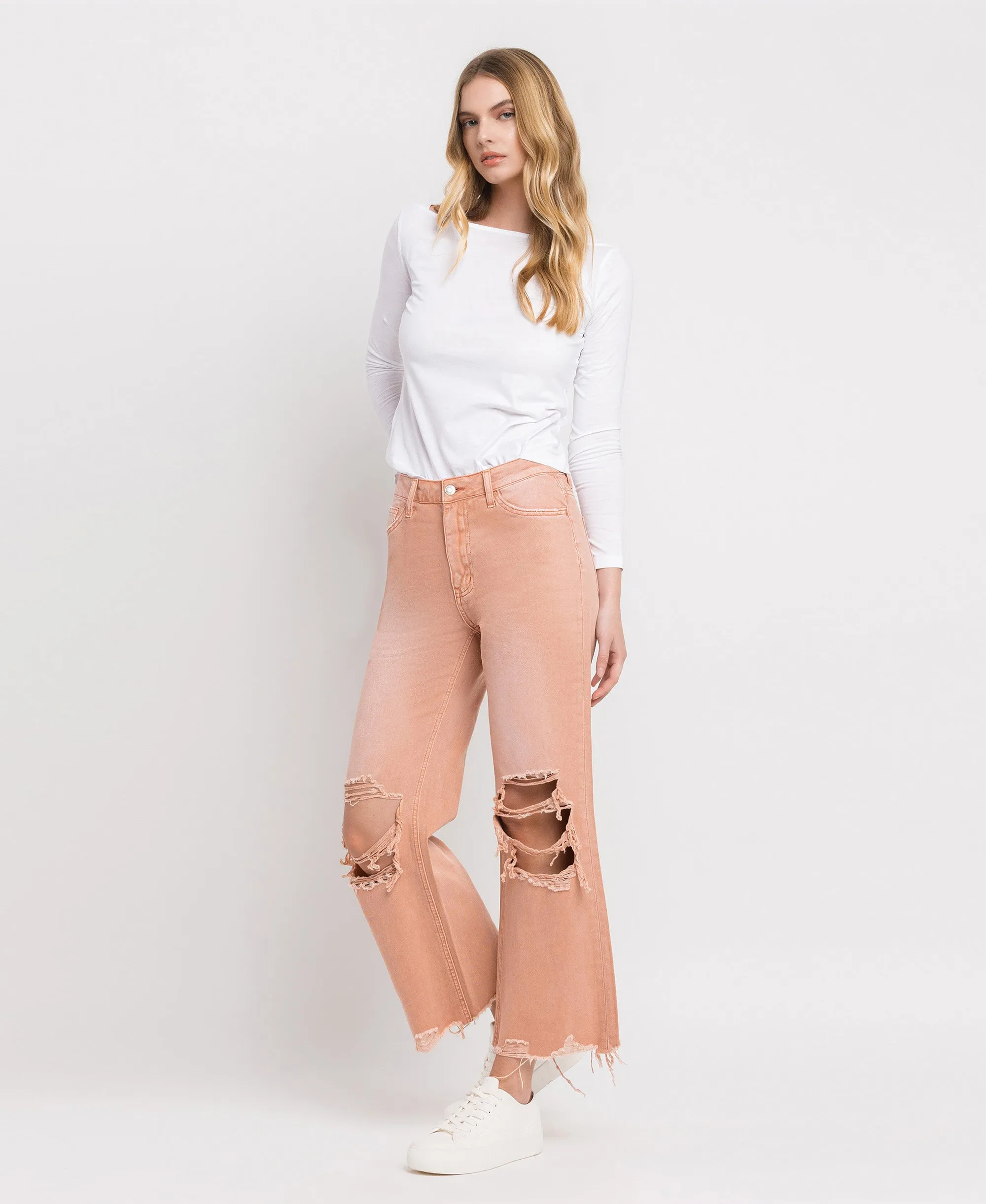 Brandied Melon - Super High Rise 90s Vintage Crop Flare Jeans