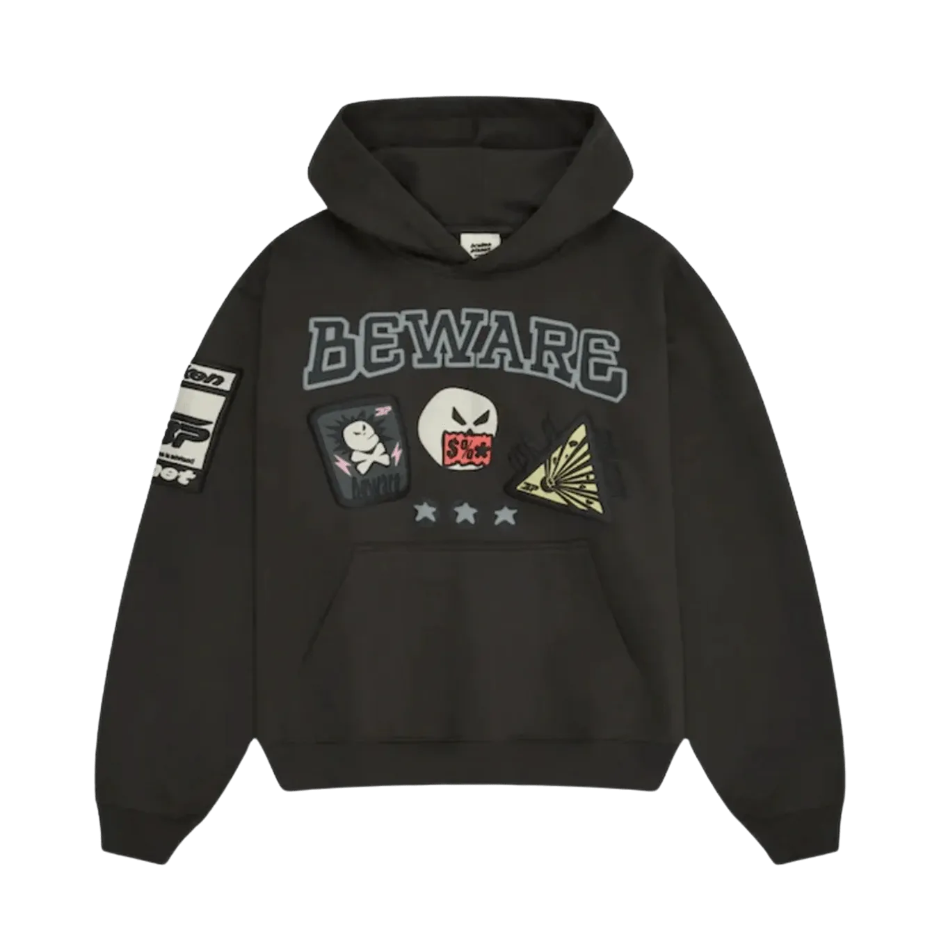 Broken Planet Market Hoodie 'Beware' - Soot Black