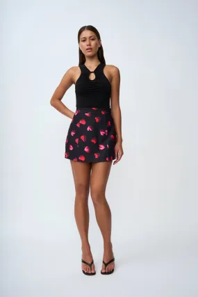 Bubble Heart Mini Skirt | Final Sale - Black Red Pink