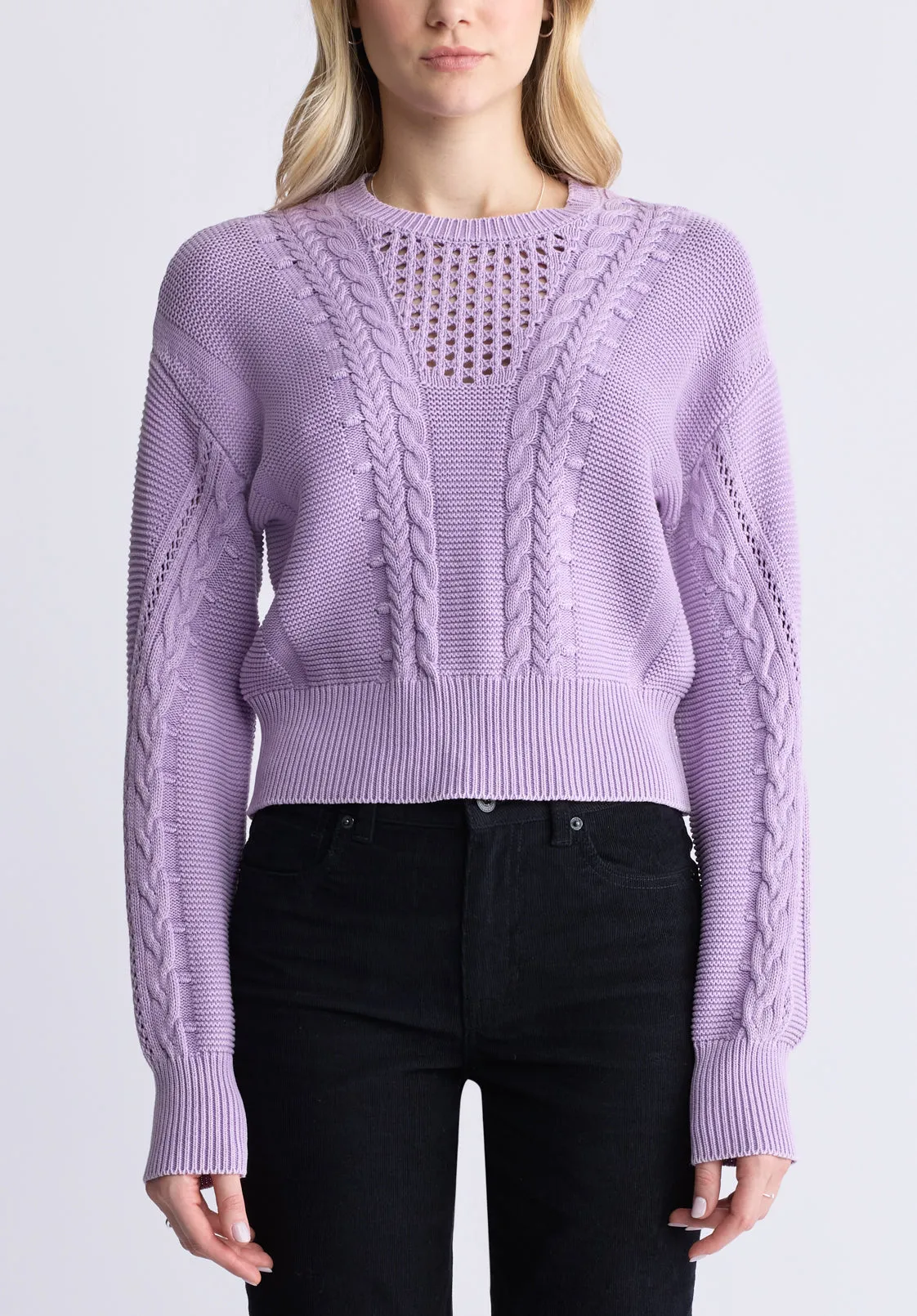 Camellia Women's Cable-Knit Sweater, Purple Rose - SW0072F