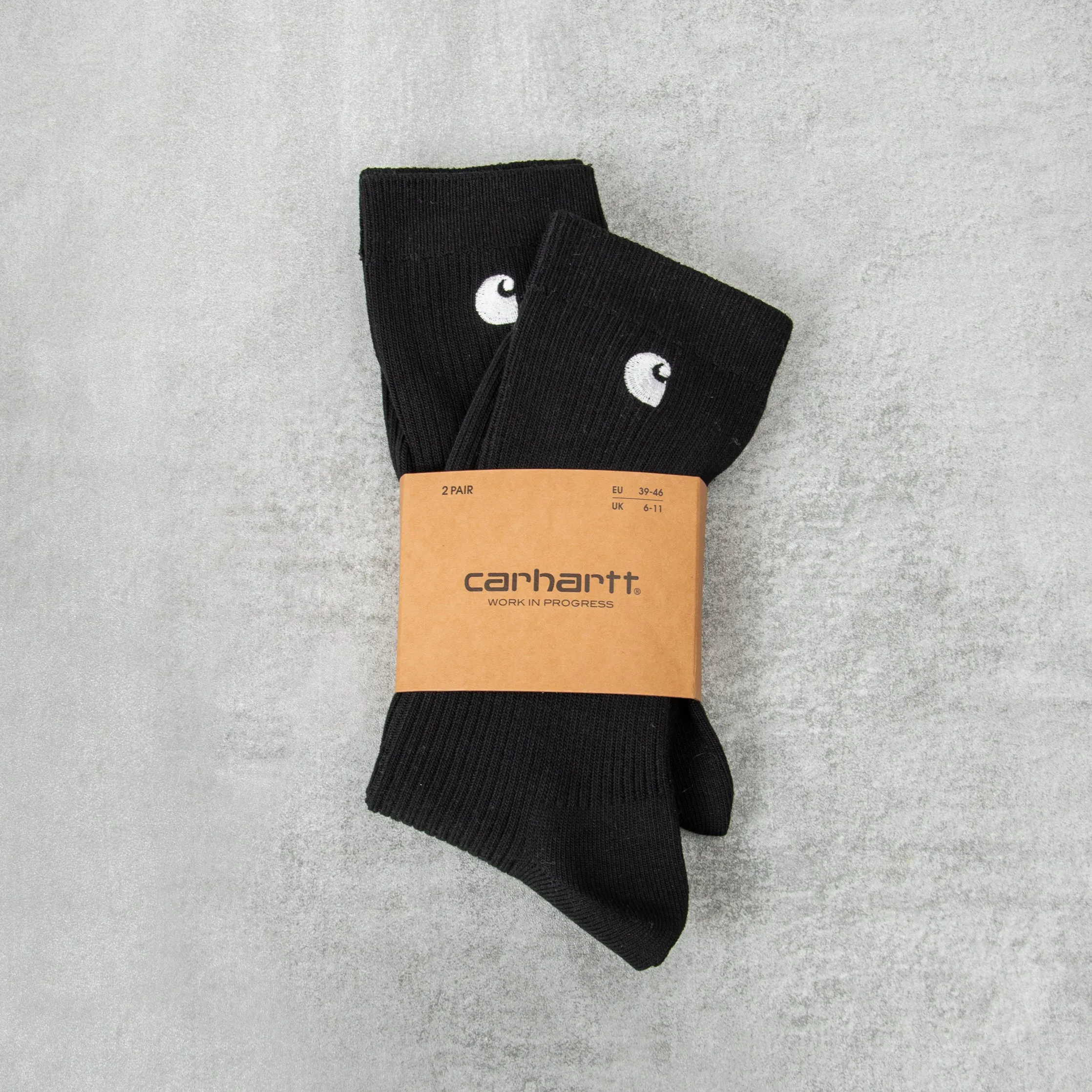 Carhartt WIP Madison 2 Pack Socks - Black / White