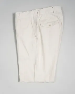 Caruso Herringbone Cotton Trousers / Ecru