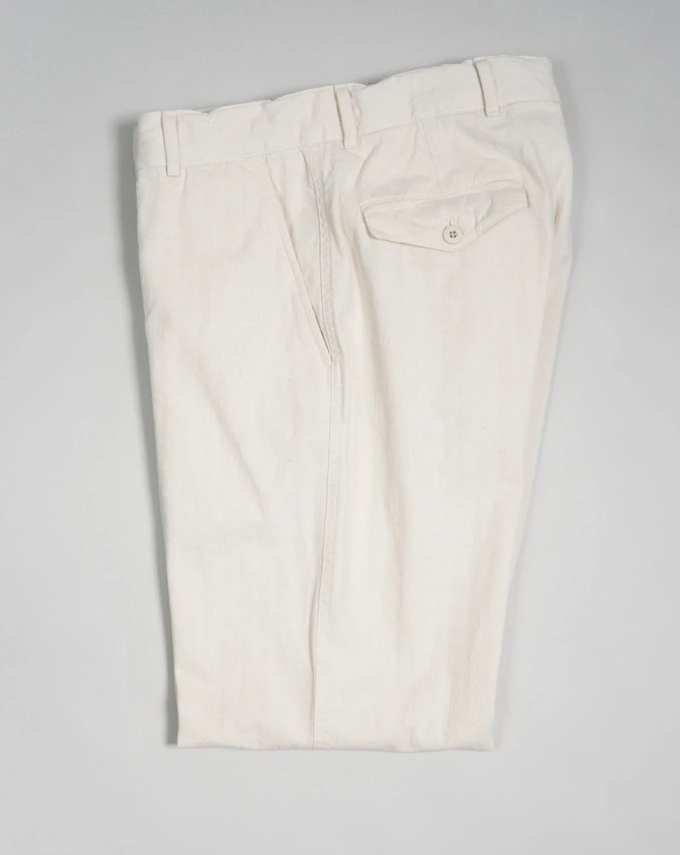 Caruso Herringbone Cotton Trousers / Ecru