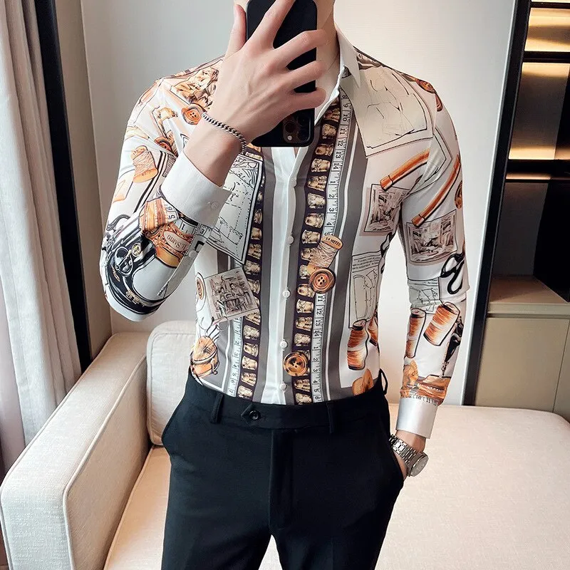 Casual Slim Fit Men's Long-sleeved Shirt