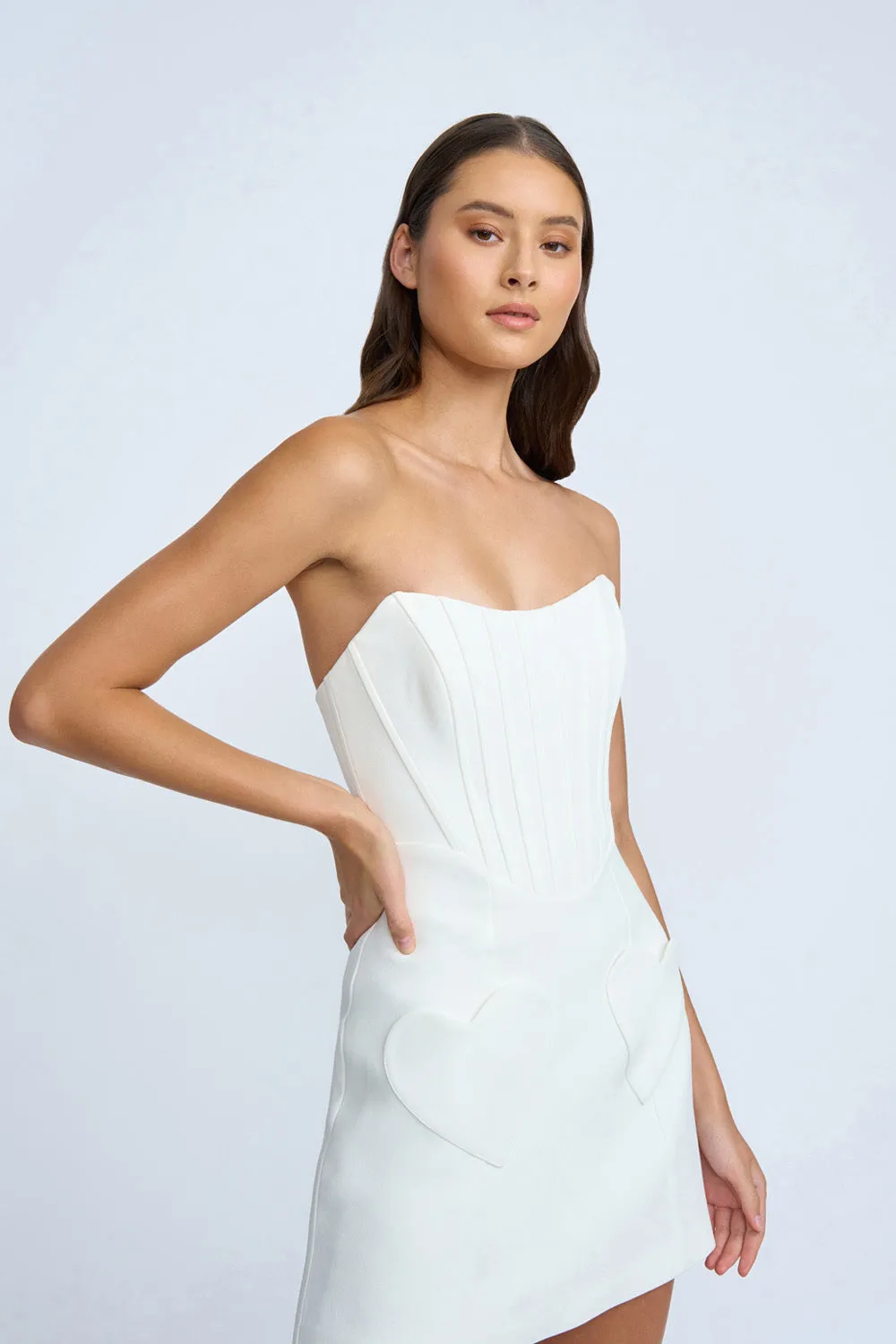 Celeste Corset Heart Mini Dress - Ivory