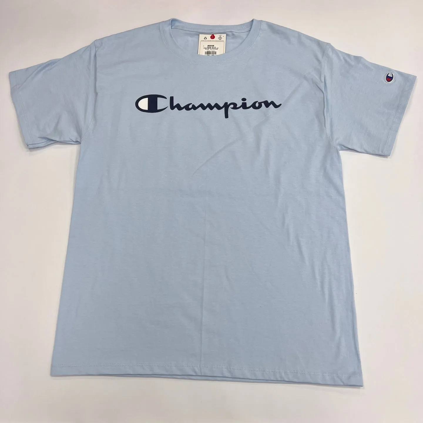 Champion Authentic Script Logo Print Jersey T-Shirt - Sky Blue