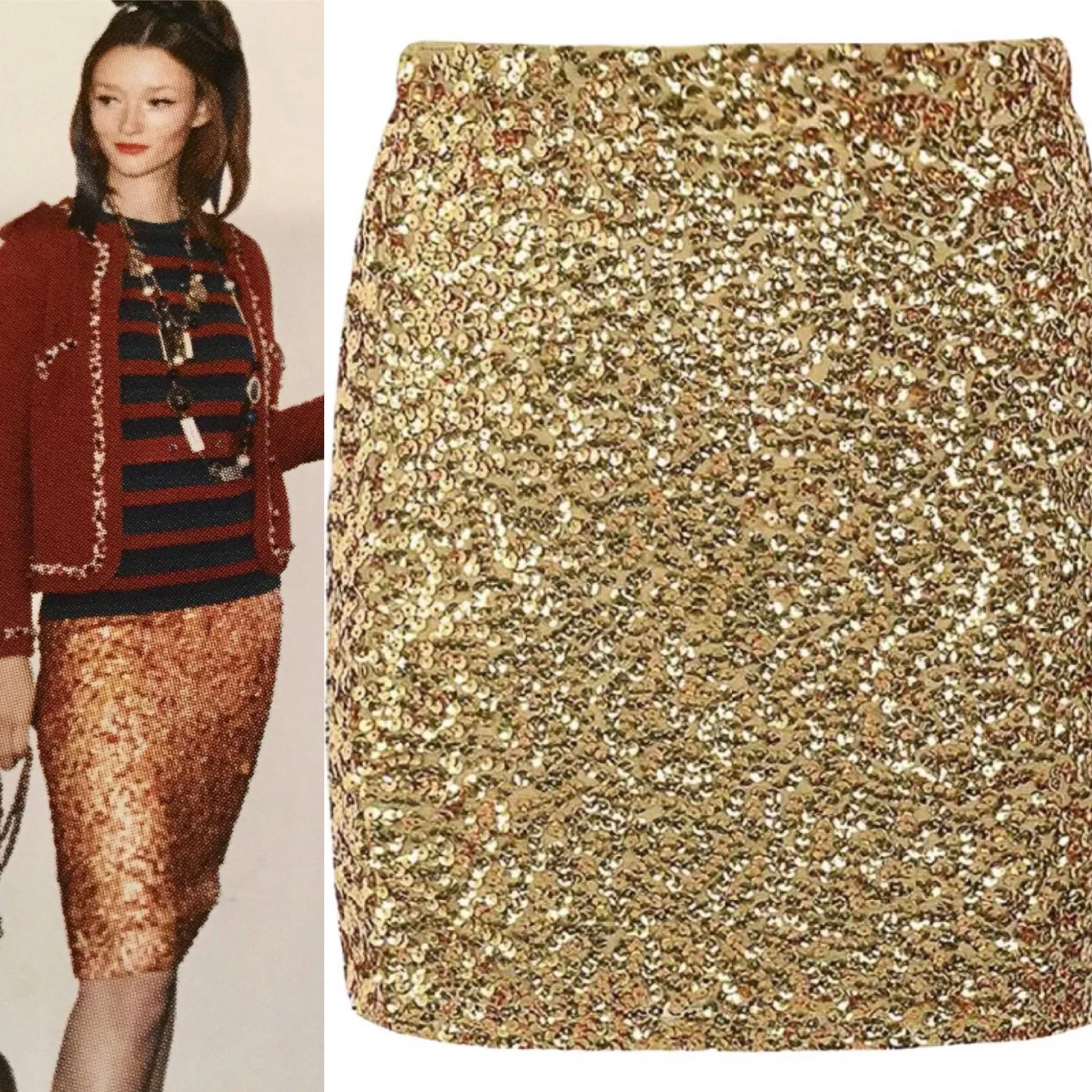 Chanel 06C, 2006 Cruise Resort Gold Sequin short mini skirt FR 42 US 6/8