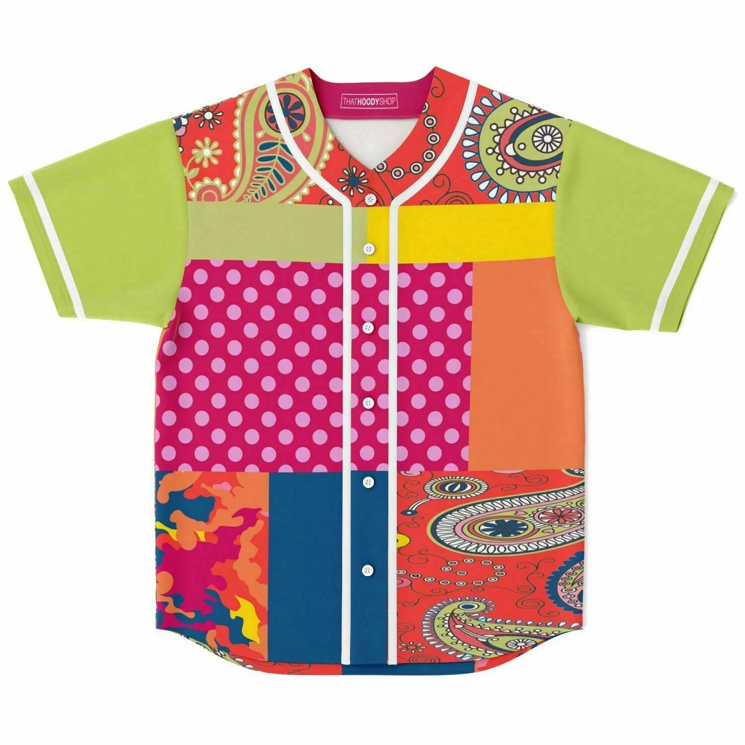 Chili Pepper Patchwork Button Front Jersey