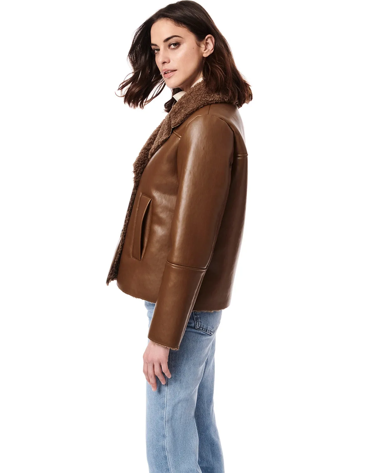 Chocolate Brown Faux Sherpa Jacket