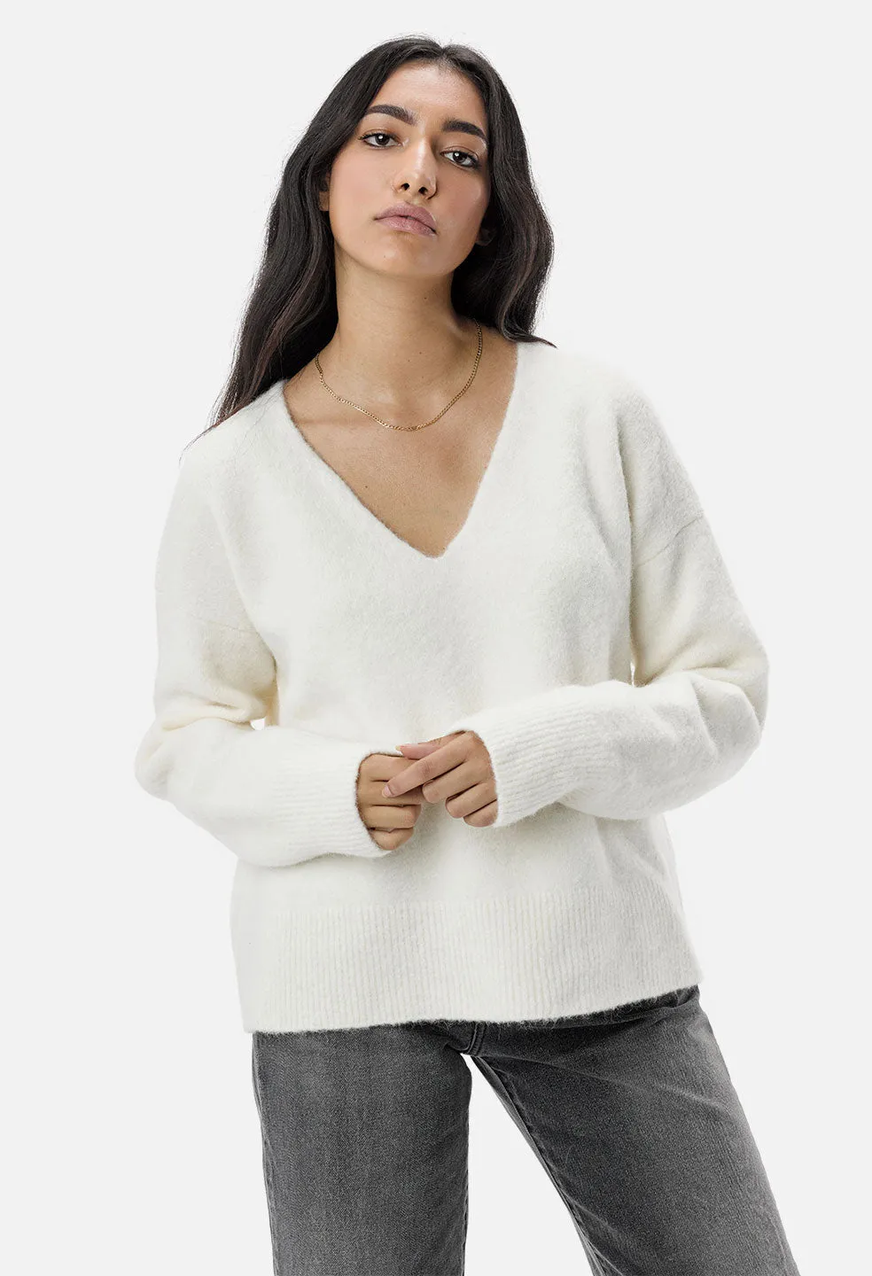 Cobalt Alpaca Sweater / Ivory