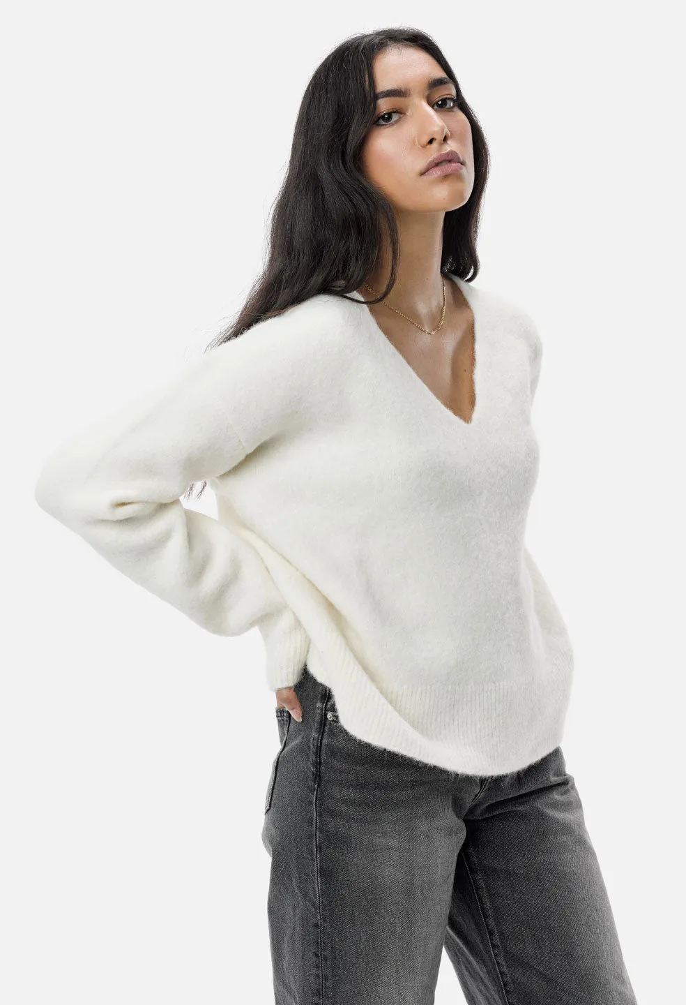 Cobalt Alpaca Sweater / Ivory