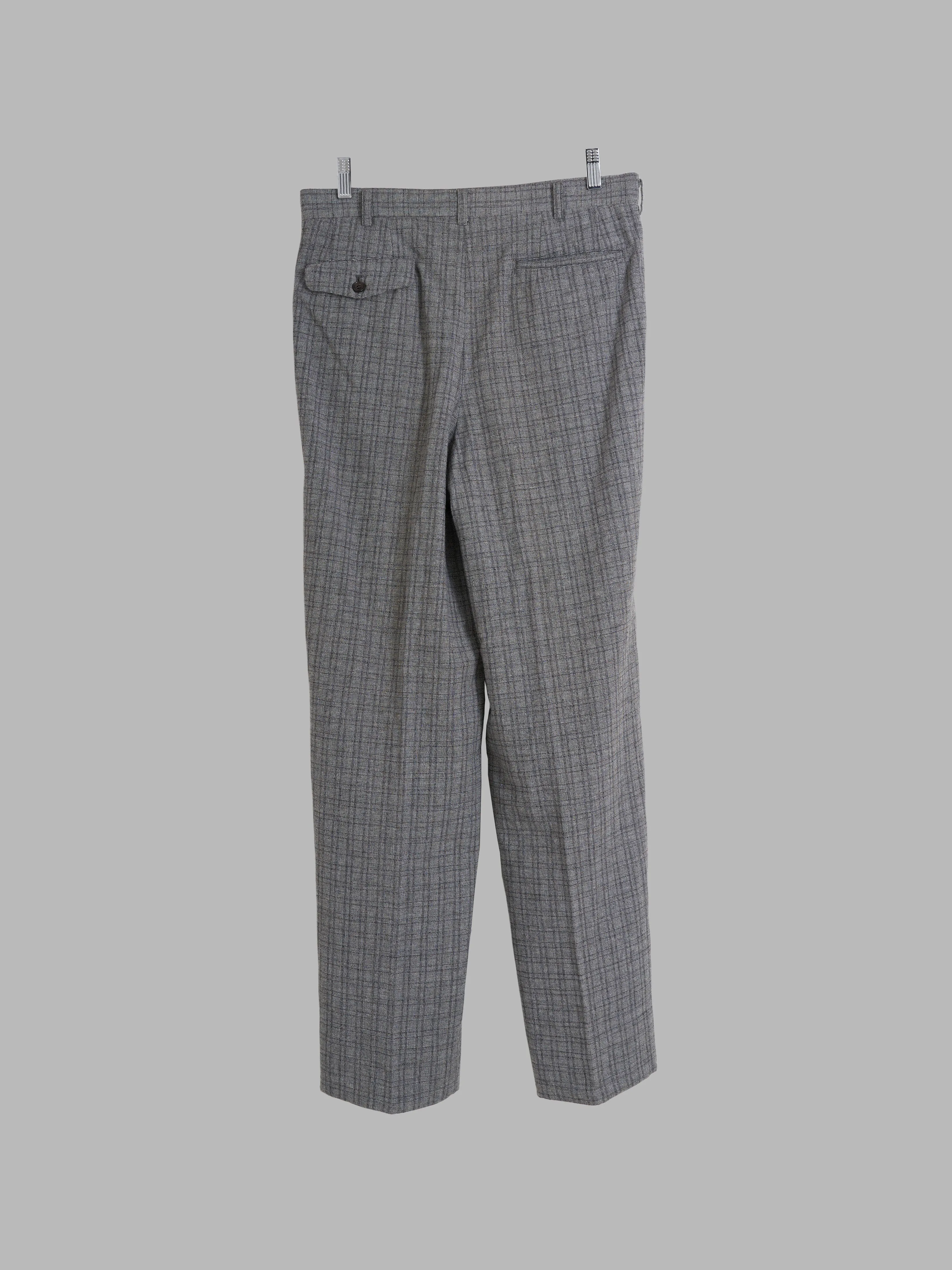 Comme des Garcons Homme 1995 grey wool check pleated trousers - M