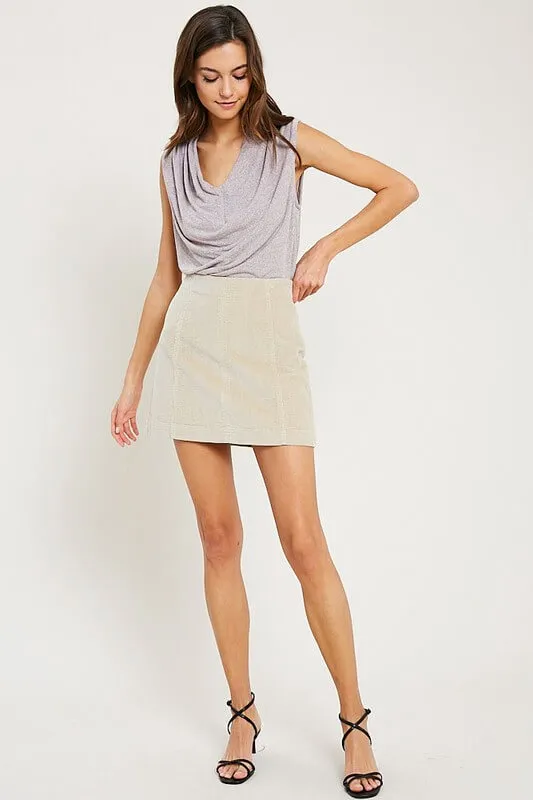 Corduroy Mini Skirt in Natural