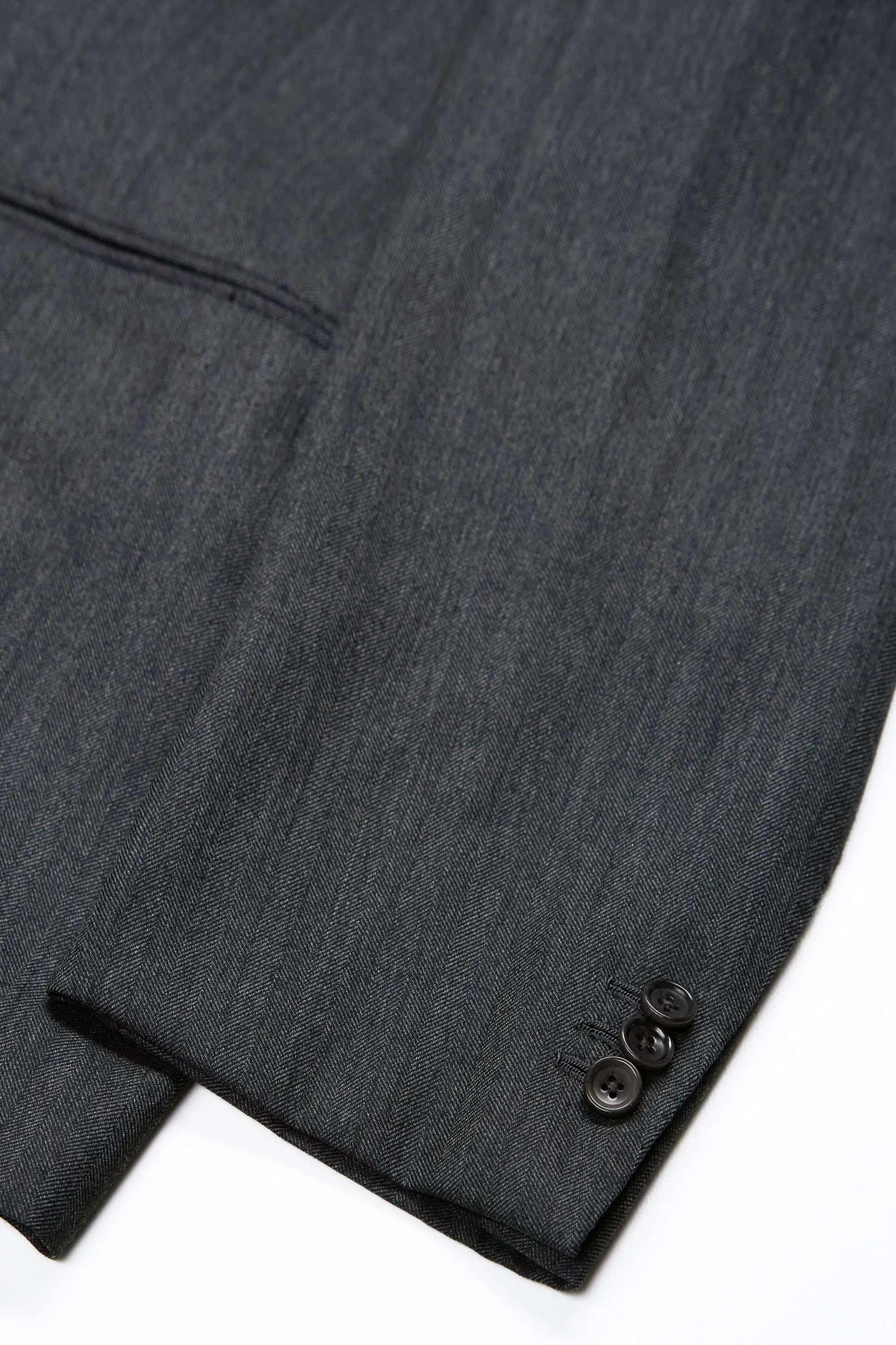 Dalcuore Dark Grey Herringbone Wool DB Jacket with Ambrosi Trousers